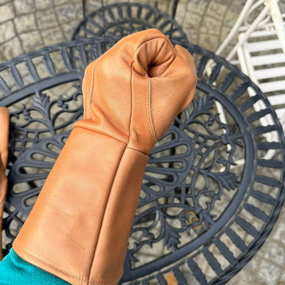 Tan Leather Gauntlet Gloves