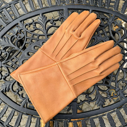 Tan Leather Gauntlet Gloves